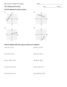 The Midpoint Formula Worksheet for 9th - 10th Grade | Lesson Planet