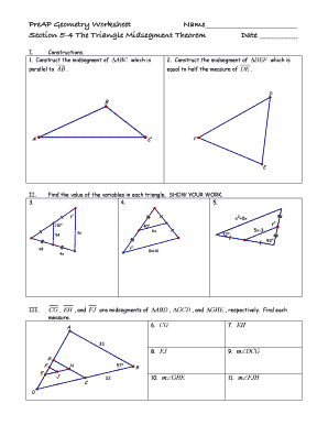 Triangle Midsegment Theorem Worksheet - Fill and Sign Printable ...