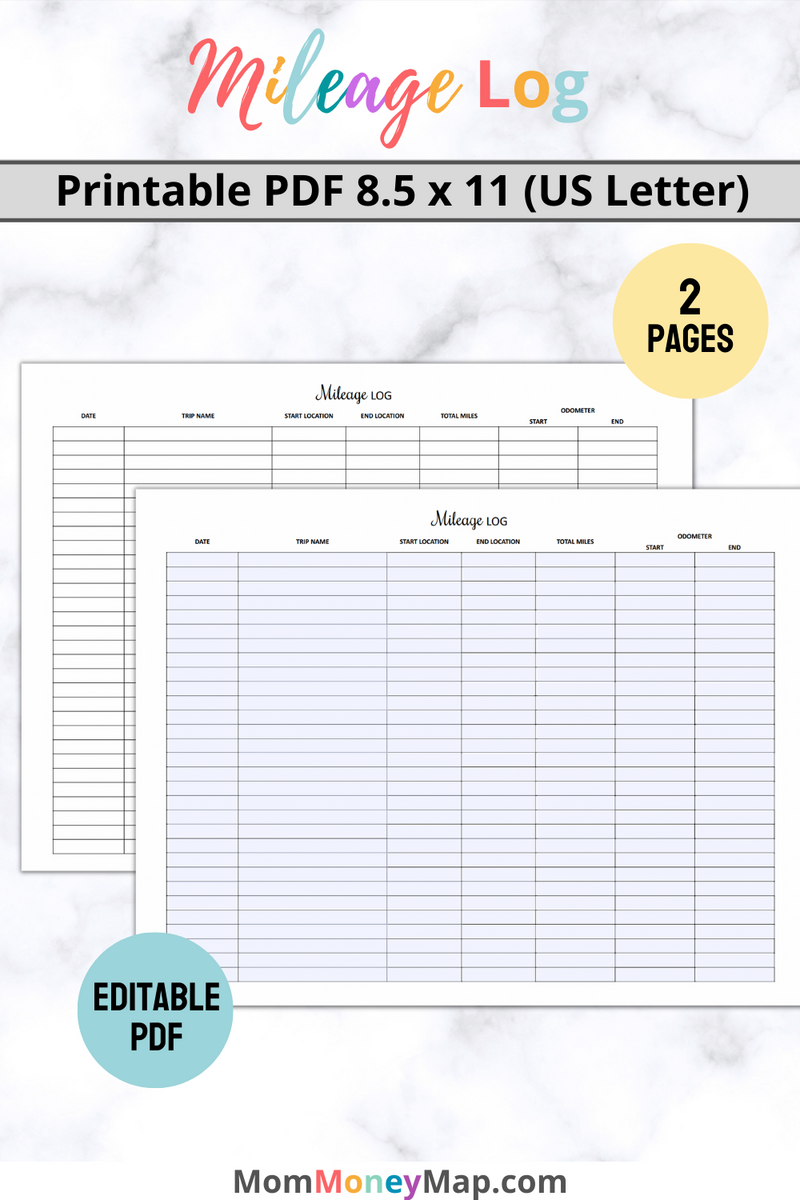 Mileage Log Printable PDF Mom - Mileage Worksheet 39 