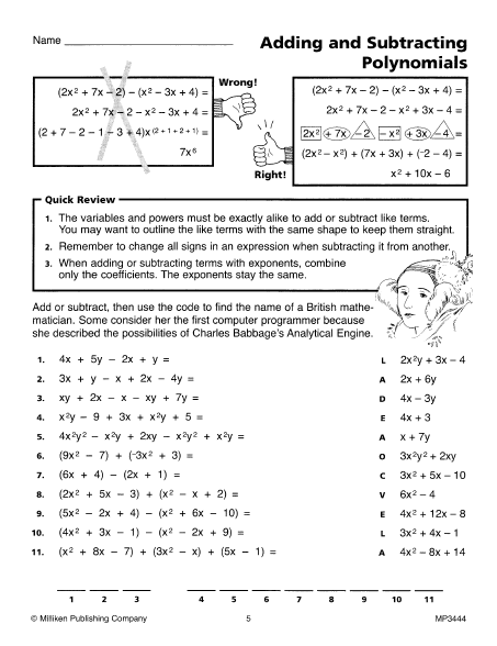 milliken publishing company worksheet answers