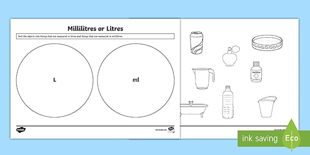 milliliters and liters worksheet