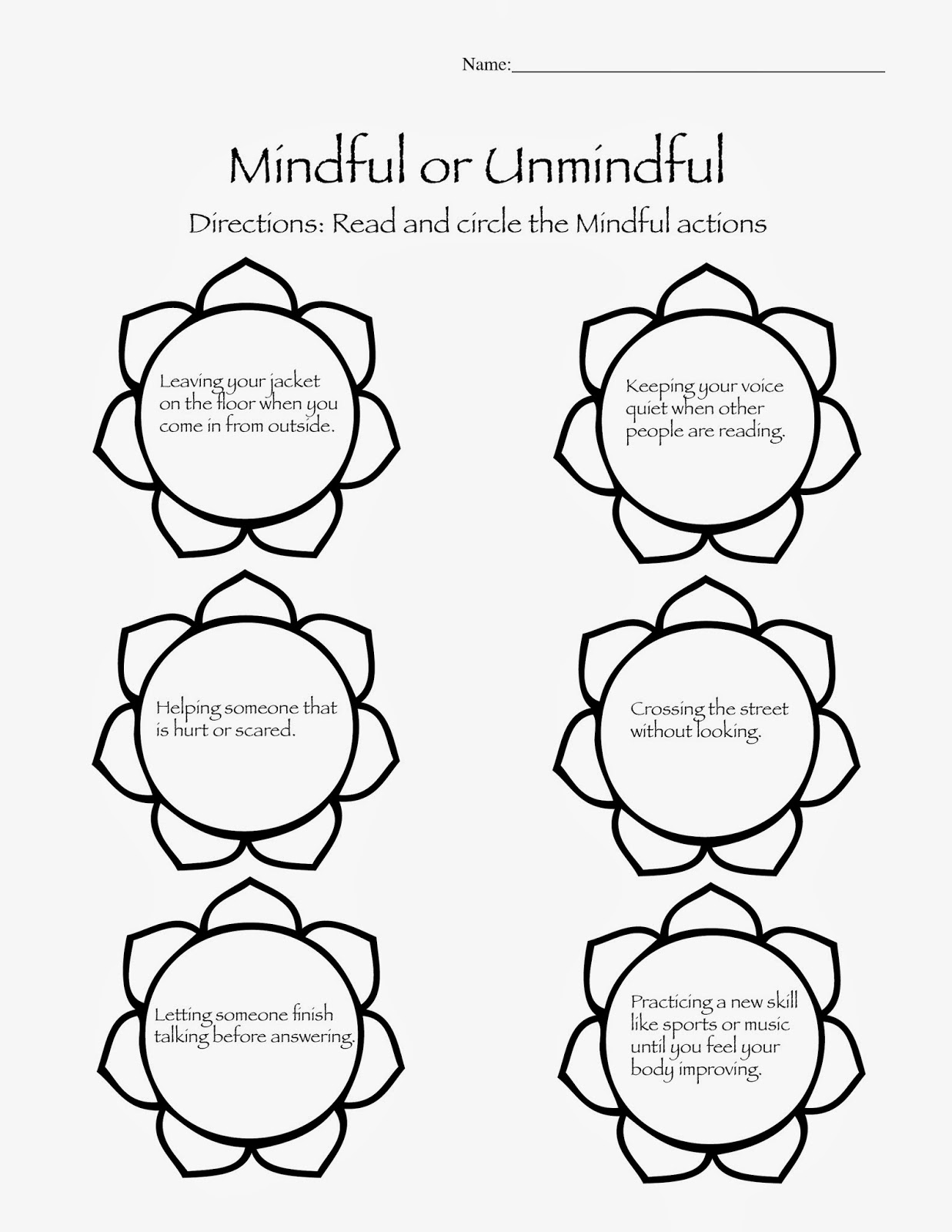 Mindful homeschool activity sheet and download