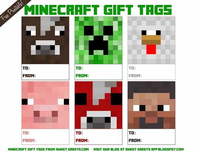 Here are some free printable Minecraft gift tags for the Minecraft ...