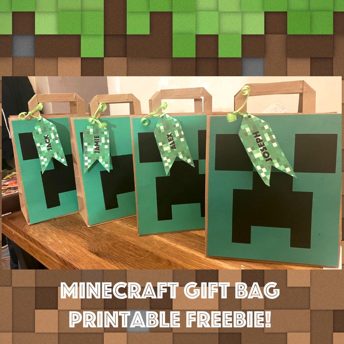 Free Printable- Minecraft Birthday Party Bags plus DIY! - Mushroom ...