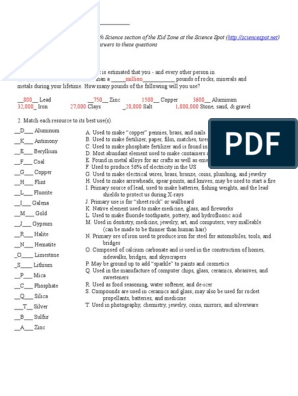 mineral mania worksheet answer key