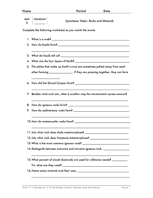 Eyewitness Rocks And Minerals Video Worksheet Answers - Fill ...