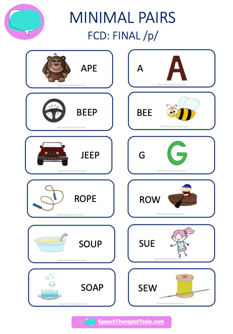 Minimal Pairs Speech Therapy Worksheets - Speech Therapist Tools