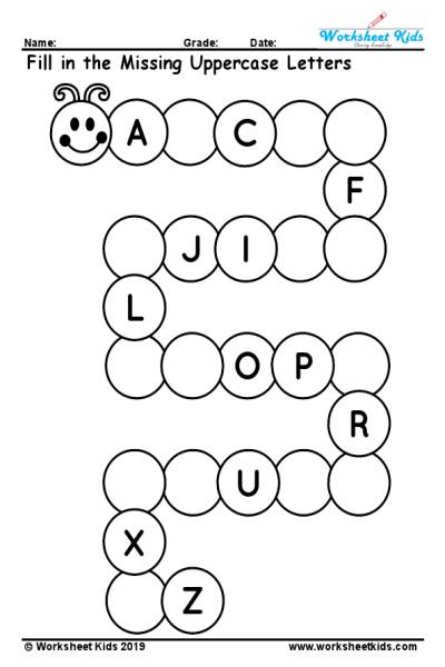 Missing Alphabet - Free Printable PDF - Worksheets kids