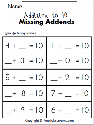 Addition - Missing Addend Archives FREE and No Login - Free4Classrooms