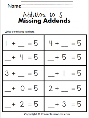 Addition - Missing Addend Archives FREE and No Login - Free4Classrooms
