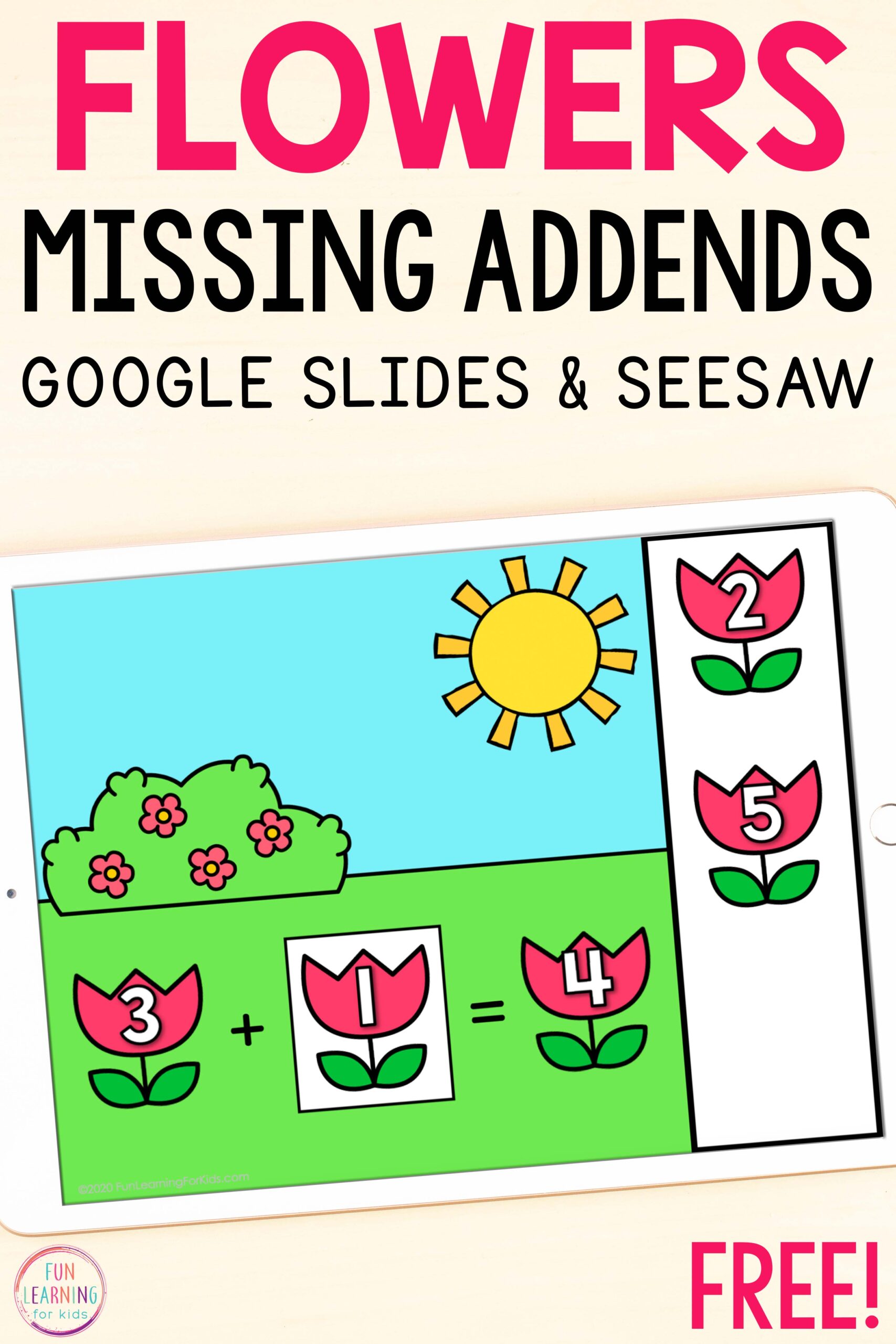 Digital Flower Missing Addends Math Activity