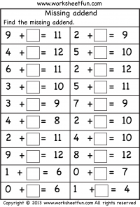 missing addend worksheet parts of a 100