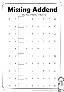 Find the Missing Addend 4 digits worksheet