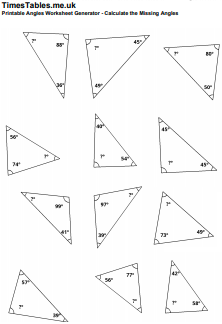 missing angle of a triangle worksheet