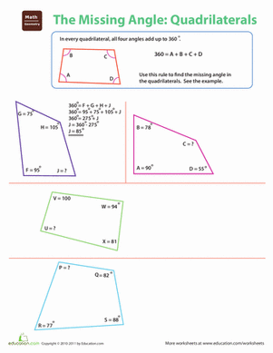 The Missing Angle: Quadrilaterals | Worksheet 