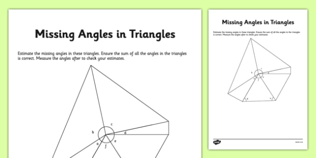 Calculating Missing Angles in Triangles Worksheet KS2