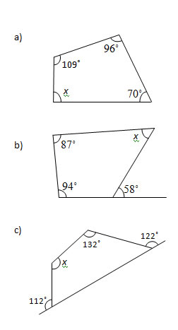 Angles in a Quadrilateral (Worksheets and Solutions)