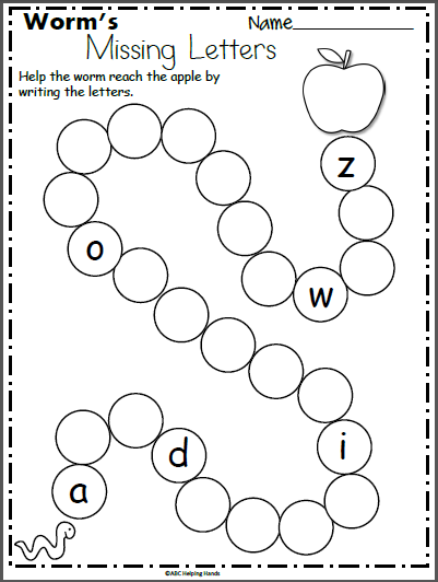 Worms Missing Letters Worksheet for Kindergarten | Made By Teachers