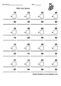Addition Missing Digit Worksheet For Grade 1,Math Worksheets for ...