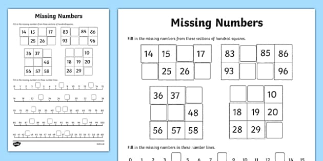 Missing Numbers Worksheet | Download, Print &  Use Now!
