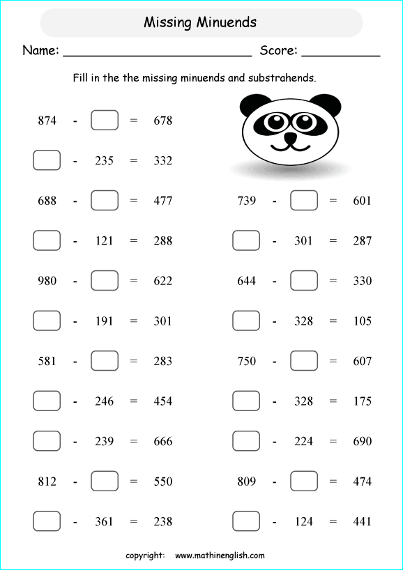 Printable primary math worksheet for math grades 1 to 6 based on ...