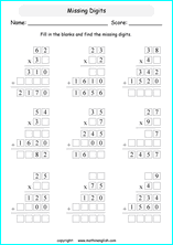 missing number multiplication worksheet