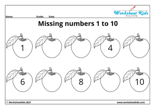 Missing numbers worksheets for kindergarten: Fill, Write, Find ...
