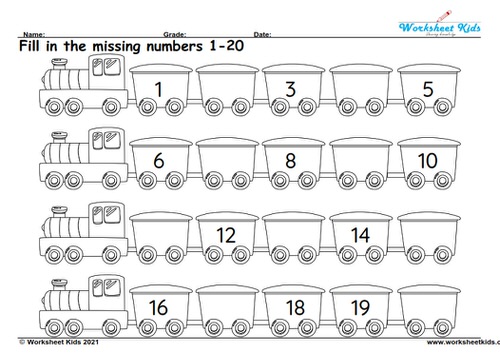 Missing numbers worksheets for kindergarten: Fill, Write, Find ...
