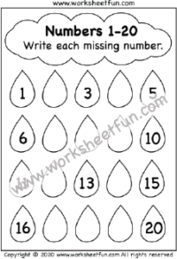 missing number worksheet 1 20