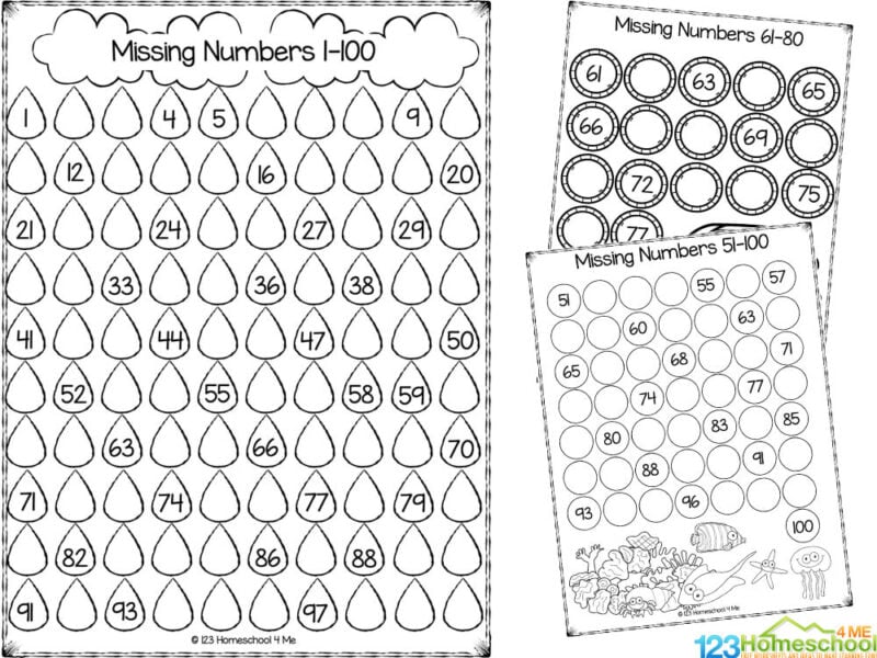 FREE Printable Fill in the Missing Number Worksheets