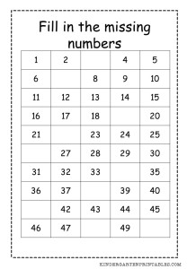 fill in the missing numbers 1-50 free printable worksheet