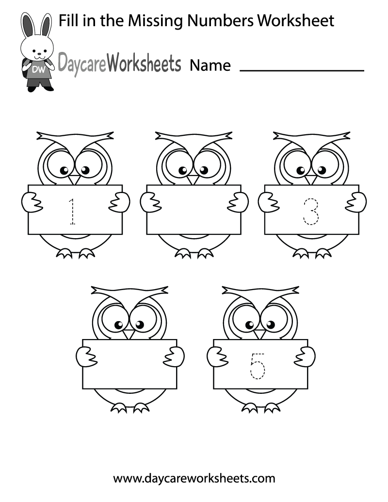 missing numbers math worksheet