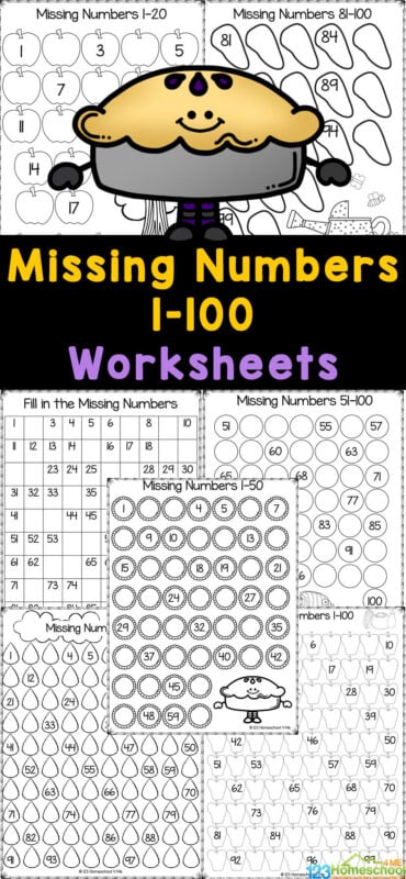 missing numbers worksheet for kindergarten
