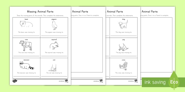 Complete the Picture Draw the Animal Activity - Parents