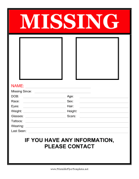 Missing Person Flyer Two Pictures