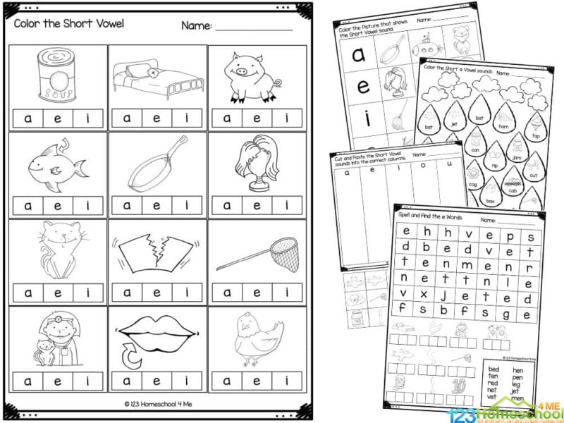 FREE Printable Short Vowel Worksheets for Pre-k and Kindergarten