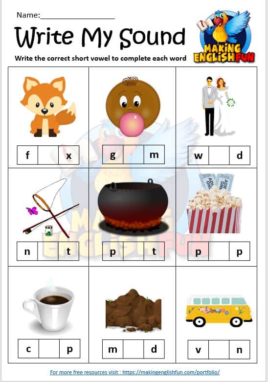 Missing Vowel 4 Editable CVC, Digraph and Blend WorksheetsMaking ...