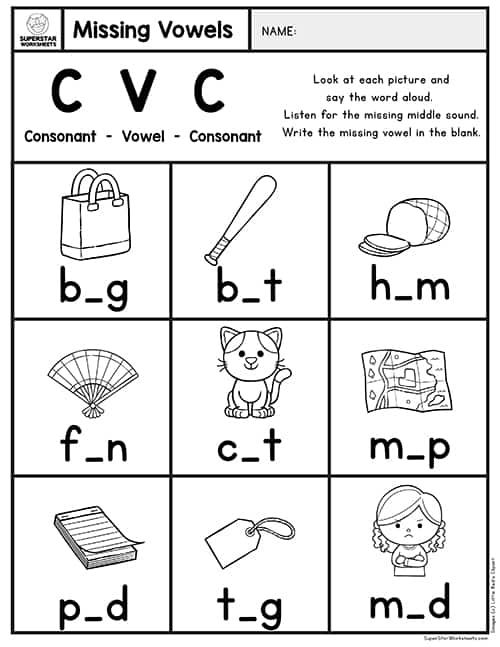 missing vowels worksheet