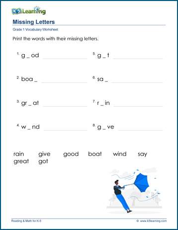 Missing letters vocabulary worksheets | Worsheets library