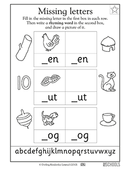 Missing letters: -en, -ut, and -og | Kindergarten, Preschool ...