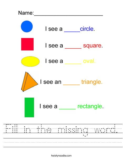 Fill in the missing word Worksheet - Twisty Noodle