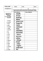 Frequently Misspelled Words Activity - ESL worksheet by laurieann