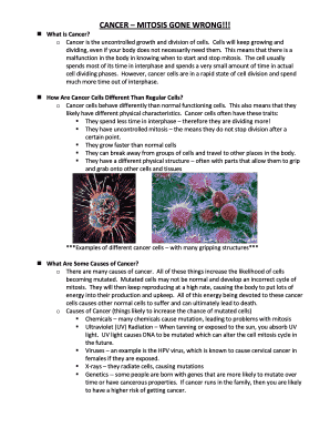 mitosis and cancer worksheet