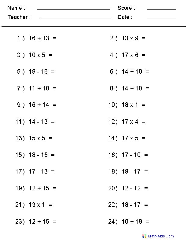 Mixed Problems Worksheets | Mixed Problems Worksheets for Practice