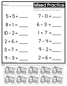 Mixed Addition and Subtraction Worksheets - The Printable Princess