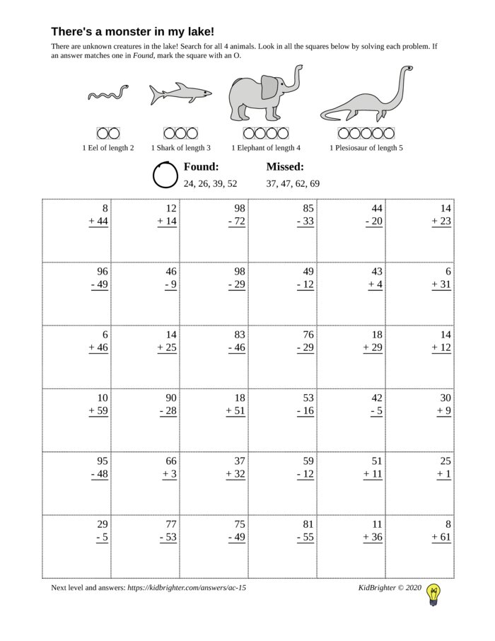 mixed addition and subtraction with regrouping worksheet
