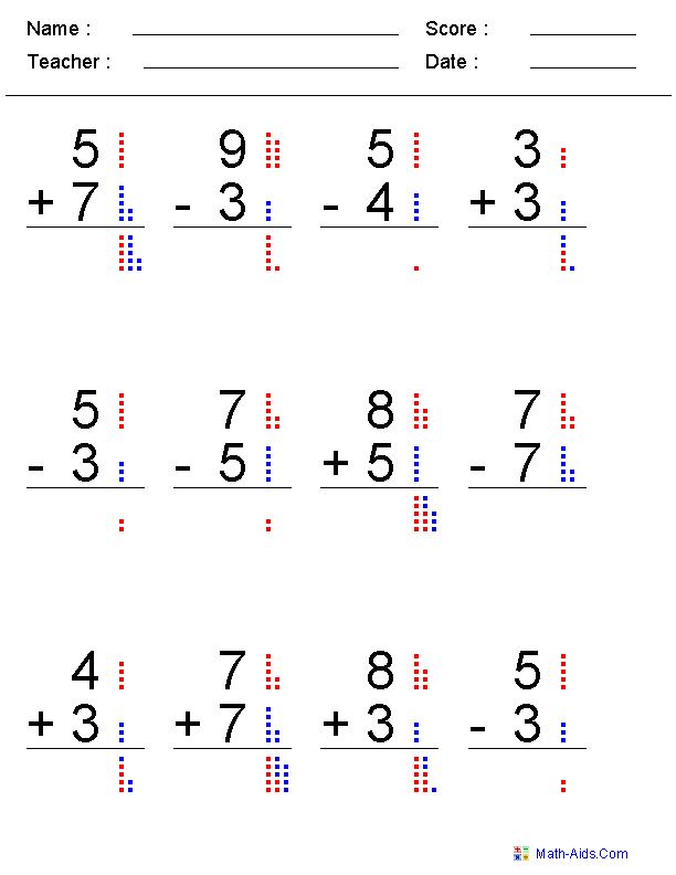 mixed addition and subtraction worksheet for kindergarten