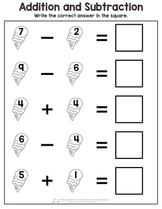 mixed addition and subtraction worksheet for kindergarten