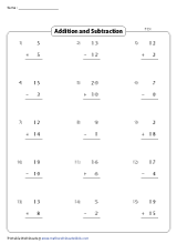 mixed addition and subtraction worksheet for kindergarten