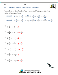 mixed fraction worksheet